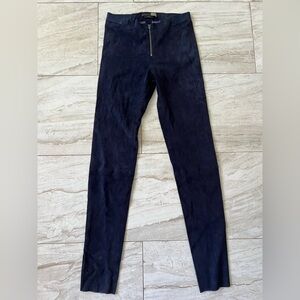 Alice + Olivia 100% Lambskin Suede Navy Skinny Pants